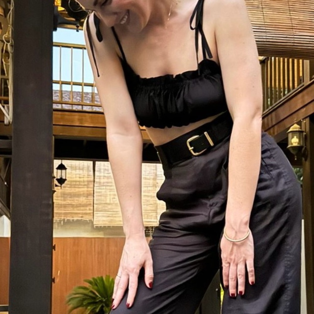 Black Ruffled Crop Top - Picture 8 of 8